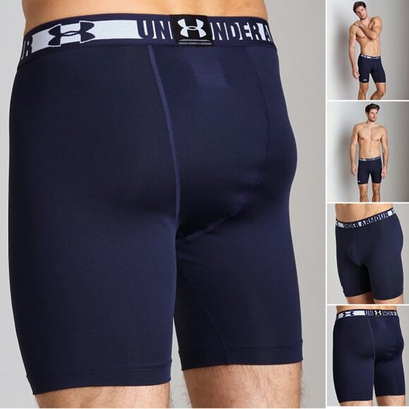 Under Armour Men’s HeatGear Sonic Compression Shorts Navy Blue White Size Medium - Picture 6 of 14